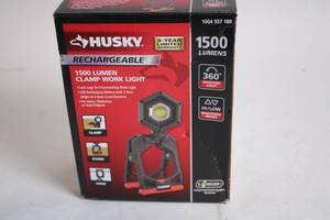 lot 492 image: Husky 1500 Lumen Rechargeable Clamp Work Light