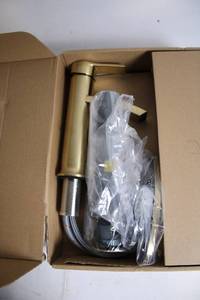 lot 493 image: Brushed Gold Bathroom Faucet Single Handle with Accessories