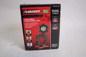 lot 495 image: Husky 1500 Lumen Rechargeable Clamp Work Light