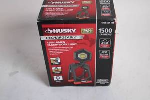 lot 497 image: Husky 1500 Lumen Rechargeable Clamp Work Light