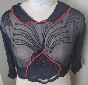lot 132 image: Victorian Edwardian Sheer Blouse with Beaded Detailing