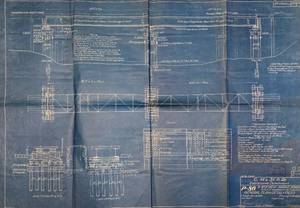 lot 136 image: Vintage 1925 Blueprint of Deck Girder Spans and Pier Details