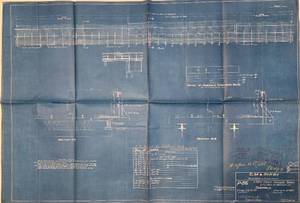 lot 138 image: Vintage 1914 Engineering Blueprint for 1-750 Deck Girder Span Sidewalk
