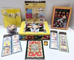 lot 143 image: Mary Engelbreit Collectors Set with Book, Tin, and Stationery