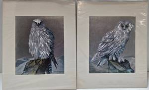 lot 145 image: Pair of Signed RJ Smith 1977 Bird Foil Art Prints