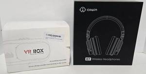 lot 156 image: Cowin E7 Wireless Headphones and VR BOX 2nd Generation Virtual Reality Glasses
