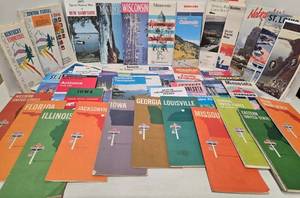 lot 158 image: Collection of 55 Vintage Travel Road Maps for Various States
