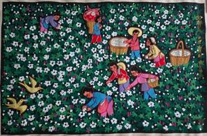 lot 161 image: Batik Hand-Painted Art of Cotton Picking Scene