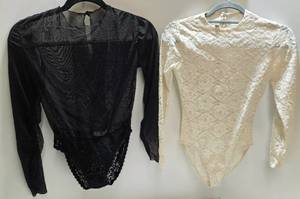 lot 165 image: Set of 2 Womens Long Sleeve Bodysuits GUY LAROCHE & Tapemeasure Brands