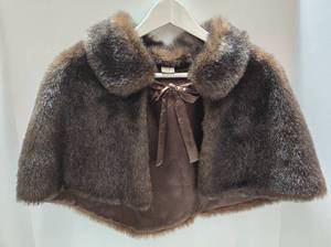 lot 166 image: Faux Rich Brown Fur Capelet with Ribbon Tie