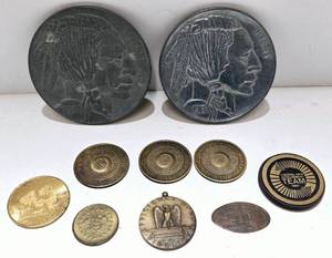 lot 170 image: 2 Buffalo Nickel Souvenirs wAssorted Collectible Tokens