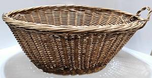 lot 190 image: Antique Handmade Rustic Wicker Laundry Basket