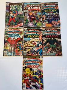 lot 5 image: Set of 7 Vintage Marvel Comics - Captain America and The Falcon Issues