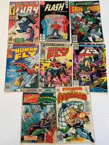 lot 7 image: Collection of 8 Vintage Comic Books Featuring Aquaman and The Human Fly
