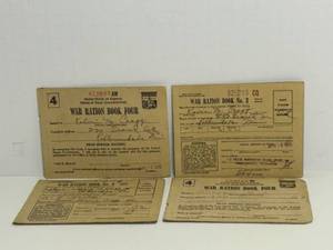 lot 31 image: Set of 3 Vintage World War II War Ration Books with Unused Stamps