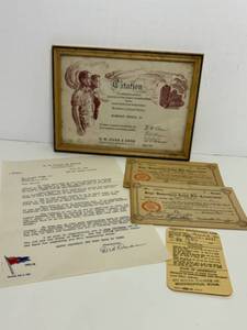 lot 44 image: Vintage 1944 D.W. Onan & Sons Citation and WWII Ephemera Collection