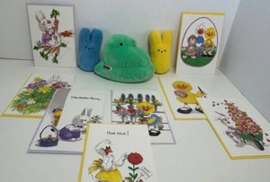 lot 50 image: Vintage EASTER Lot Including PEEPS Plush Collectibles & Suzys Zoo New Easter Cards With Fun