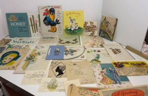 lot 57 image: Collection of Vintage Greeting Cards with Various Themes