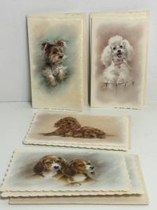 lot 58 image: Vintage 1950s Set of 24 Vintage Dog-Themed Greeting Cards