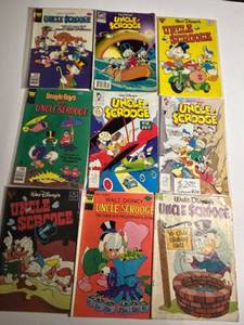 lot 69 image: Collection of 9 Vintage Uncle Scrooge Comic Books