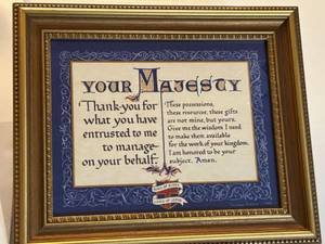 lot 79 image: Framed Inspirational Print Your Majesty by Jonathan Blocher, 1986