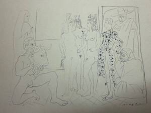 lot 10 image: Pablo Picasso Lithograph 1952 - Les Trois Femmes et le Torero
