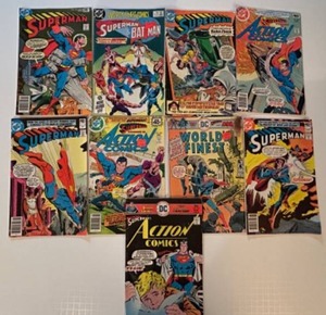 lot 121 image: Collection of 9 Superman and Action Comics