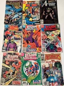 lot 325 image: Collection of 9 Vintage Comic Books Including Avengers and Legion of Super-Heroes