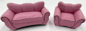 lot 226 image: Set of 2 Kari Bloom Miniton Miniatures Pink Sofa and Armchair