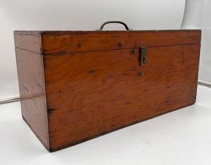 lot 305 image: Vintage Wooden Tackle Box with Assorted Fishing Gear