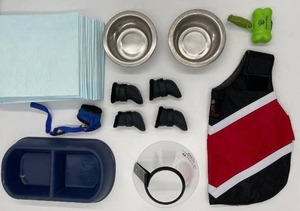 lot 257 image: Pet Care Collection with Dog Coat, Booties, and Essential Accessories