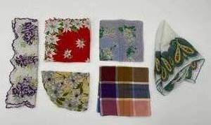 lot 263 image: Collection of 6 Vintage Floral and Plaid Handkerchiefs