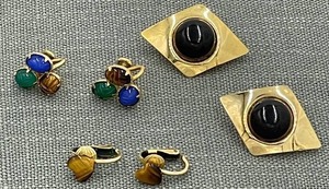 lot 280 image: Lot of 3 Vintage Gold-Tone Earrings with Gemstones
