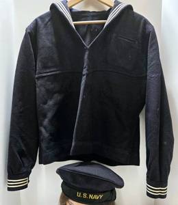 lot 195 image: Vintage U.S. Navy Crackerjack Uniform Jumper Top with Beret Cap