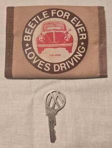 lot 214 image: Vintage Volkswagen Beetle Key and Canvas Wallet Set