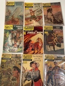 lot 363 image: Collection of 9 Vintage Classics Illustrated Comic Books