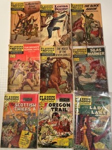 lot 365 image: Collection of 9 Vintage Classics Illustrated Comic Books