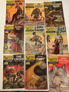 lot 368 image: Collection of 9 Vintage Classics Illustrated Comic Books