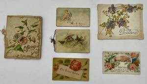 lot 384 image: Collection of 5 Vintage Greeting Cards  Illustrated Poem Book
