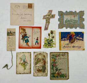 lot 385 image: Collection of Vintage Greeting Cards and Postcard with Envelope