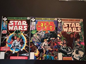 lot 395 image: Set of STAR WARS #1, #2 & #3 Marvel 1977 Reprint Editions .35 Cent Variants