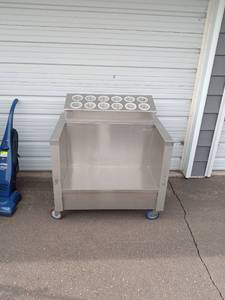 lot 1 image: Industrial Stainless Steel Utensil and Tray Cart