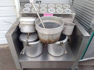 lot 30 image: Stainless Steel Commercial Boiling Pots with Accessories