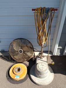 lot 56 image: Clarke Model M-20 Floor Maintainer with Extra Floor Pad and Industrial Fan