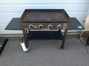 lot 58 image: Used Blackstone 4-Burner Propane Griddle Station with Side Shelves