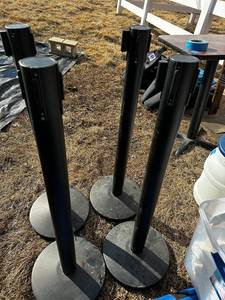 Set of 4 Black Retractable Belt Crowd Control Barriers