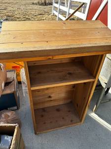 lot 79 image: Wooden Rustic Shelf Unit with Cross
