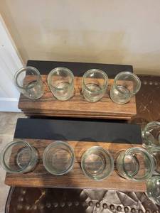 lot 112C image: Glass Jars with Wooden Holders Set