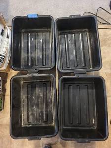 lot 127C image: Stackable Black Plastic Storage Bins
