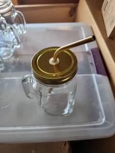 lot 158C image: 12 Mason Jar Mugs with Lids & Straws